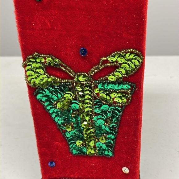 Holiday Square Sequin Wine Gift Box Vintage - Picture 3 of 10
